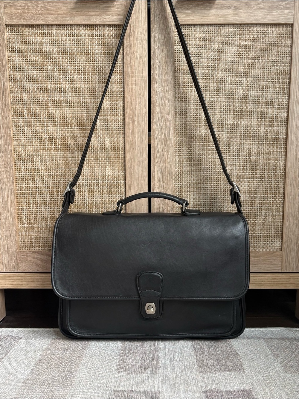 COACH Vintage Metropolitan Black Leather Nickel Briefcase Laptop Bag 5180 *READ* - Picture 11 of 16